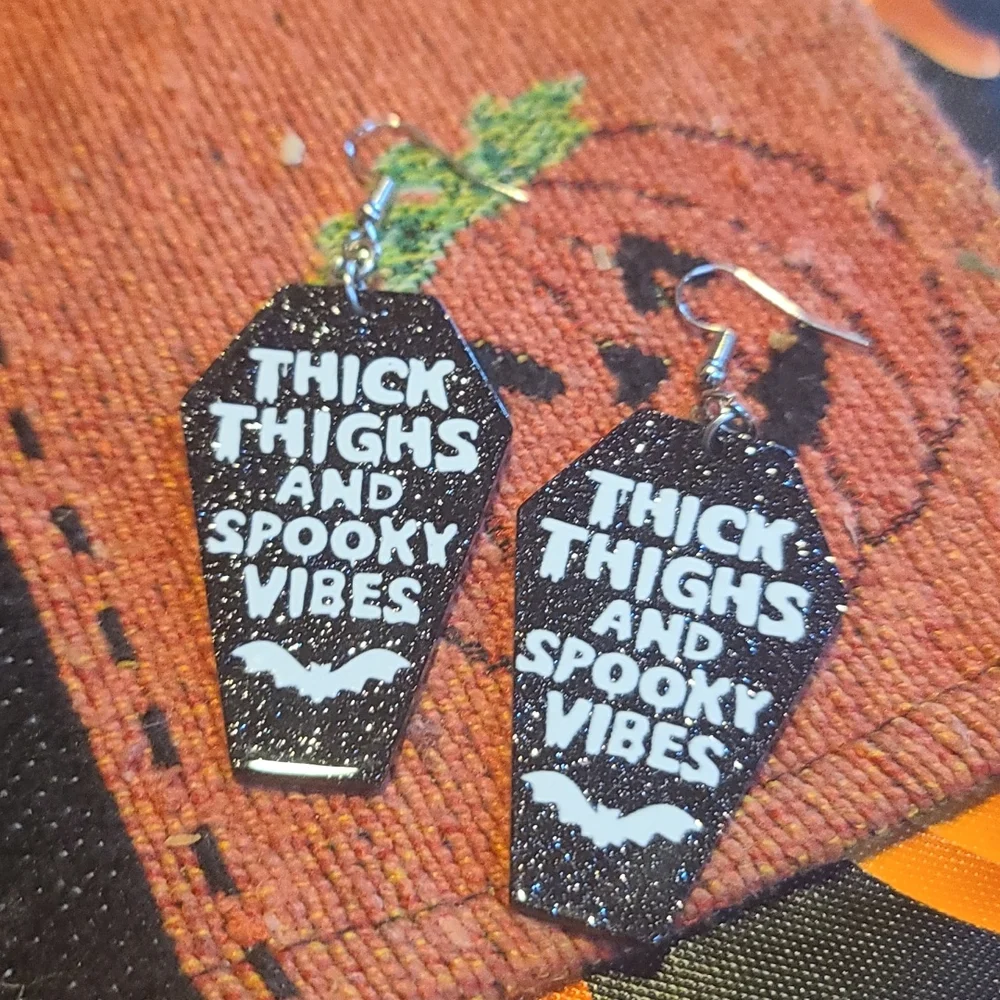 ❤️10/$40 New Halloween thick thighs spooky vibes coffin earrings